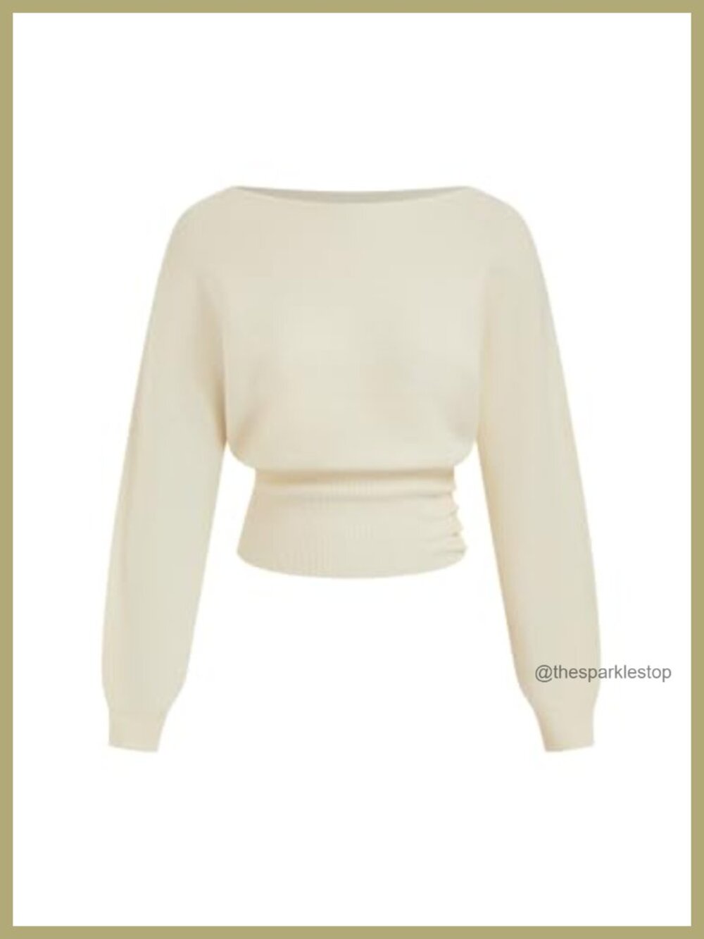 CIDER Cropped Boat Neck Pullover Sweater Side Buttons Long Sleeve